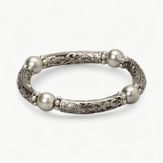 Beaded Antique Sterling Silver Bracelet
