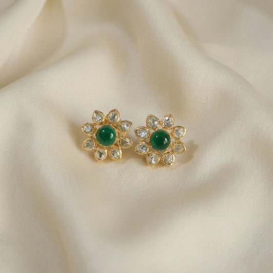 ZEVARAZ Aabha Kamal Kundan Earrings