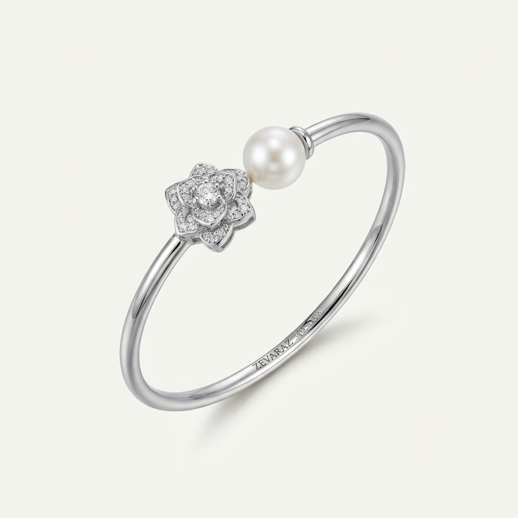 ZEVARAZ Nira Pearl & Silver Bracelet