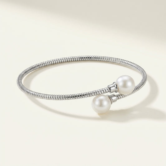 ZEVARAZ Nira Twin Pearl Silver Bracelet