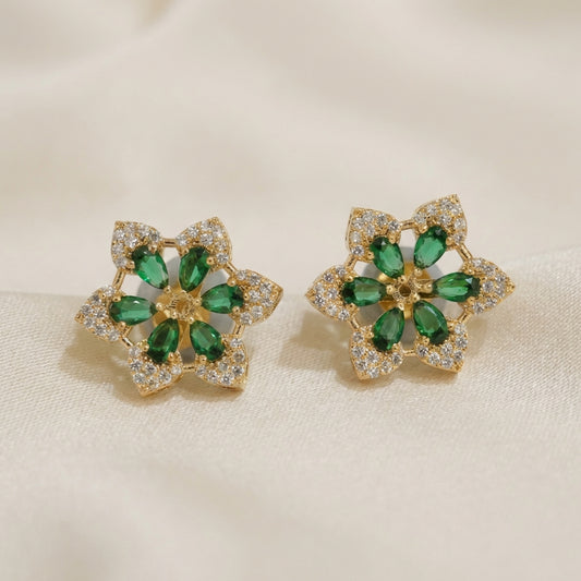 ZEVARAZ Ratna Panna Pushpa Studs