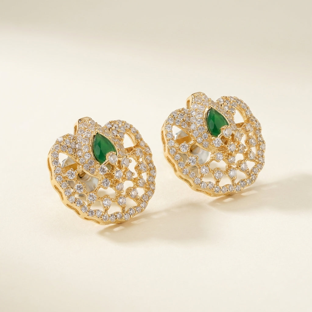 ZEVARAZ Ratna Mayur Pankh Studs