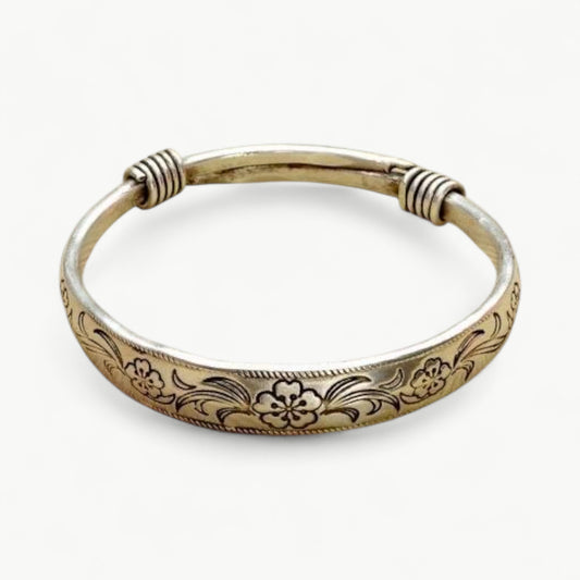 Floral Sterling Silver Bangle