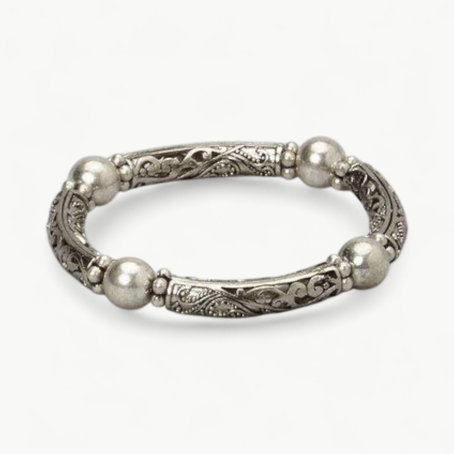 Beaded Antique Sterling Silver Bracelet
