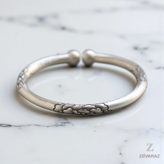 Peony Flower Sterling Silver Cuff