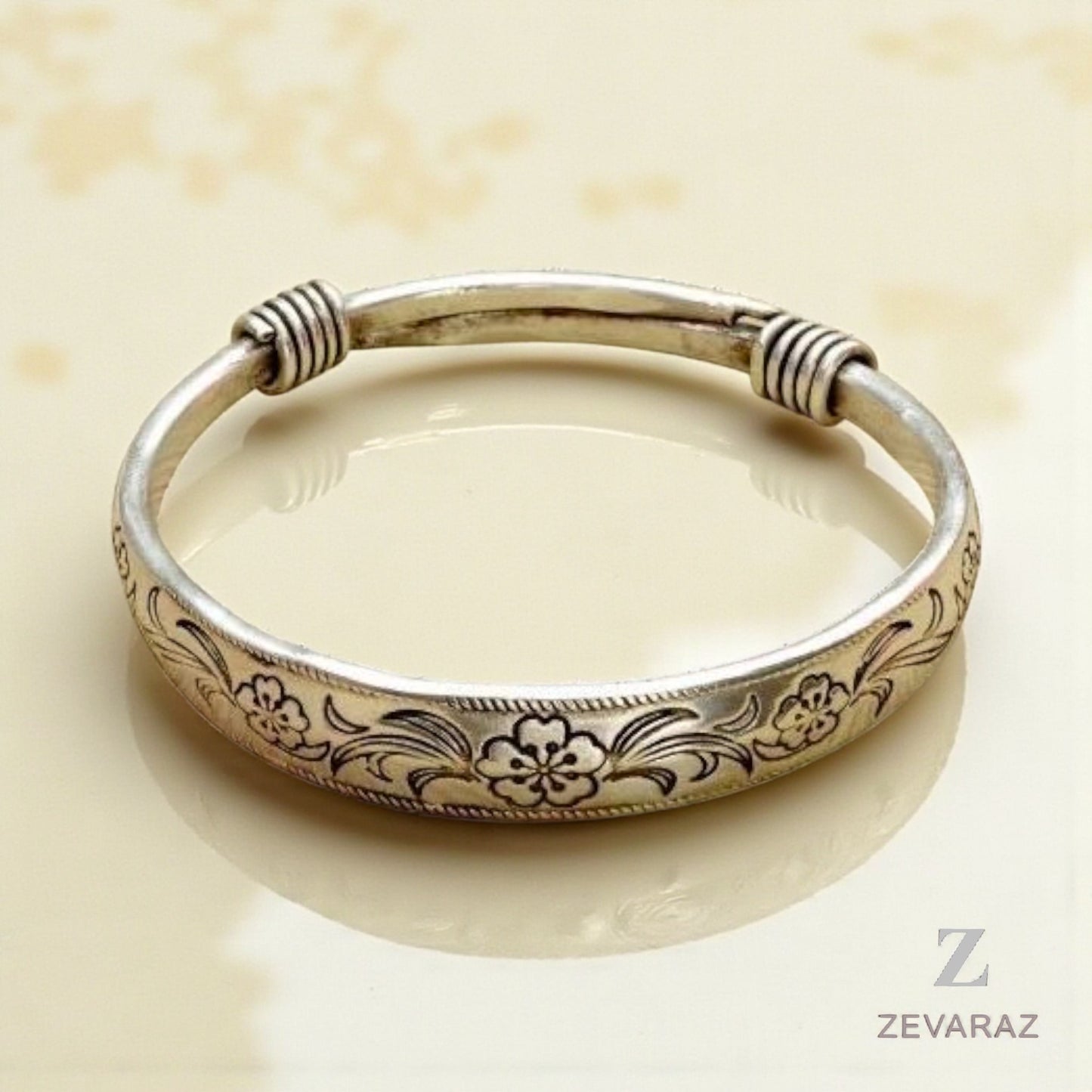 Floral Sterling Silver Bangle