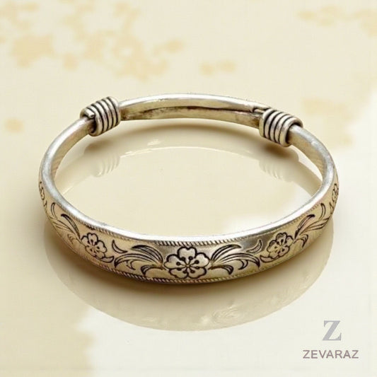 Floral Sterling Silver Bangle
