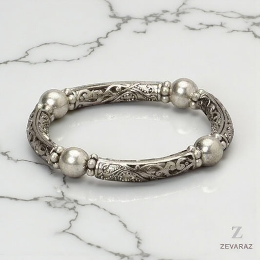 Beaded Antique Sterling Silver Bracelet
