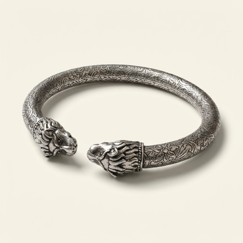 ZEVARAZ Kala Classic Shermukh Openable Silver Bangle - Zevaraz