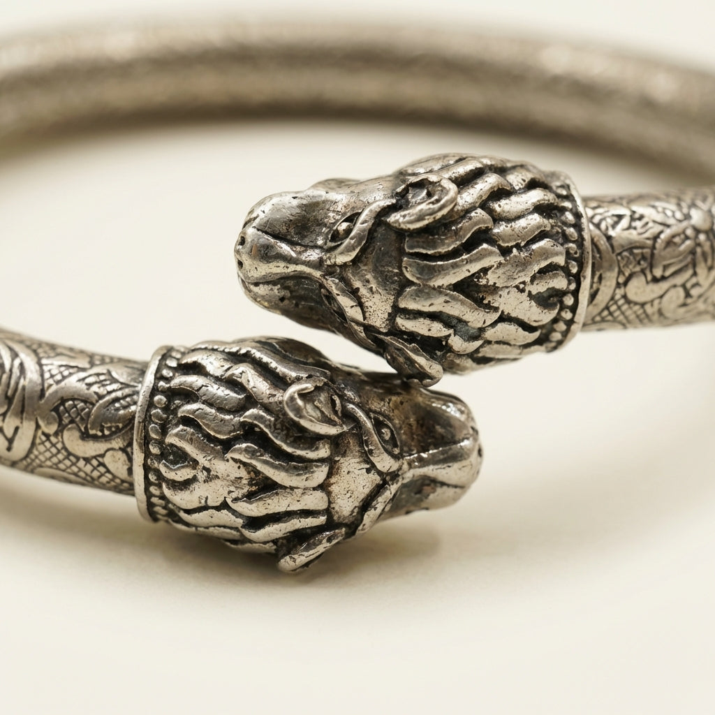 ZEVARAZ Kala Classic Shermukh Openable Silver Bangle - Zevaraz