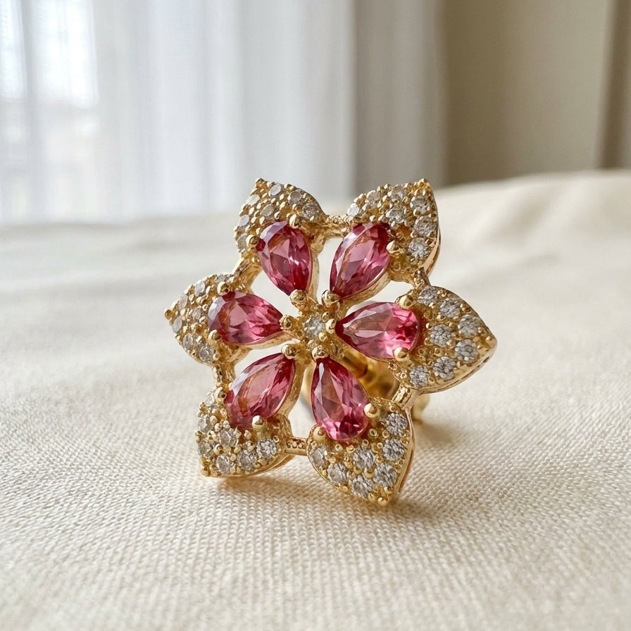 ZEVARAZ Ratna Ruby Pushpa Studs