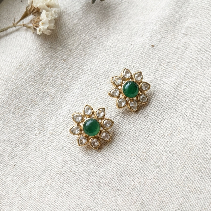 ZEVARAZ Aabha Kamal Kundan Earrings
