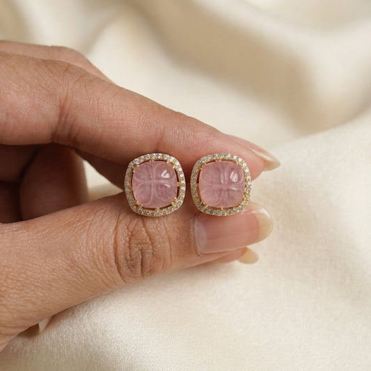 ZEVARAZ Ratna Gulabi Kamal Studs