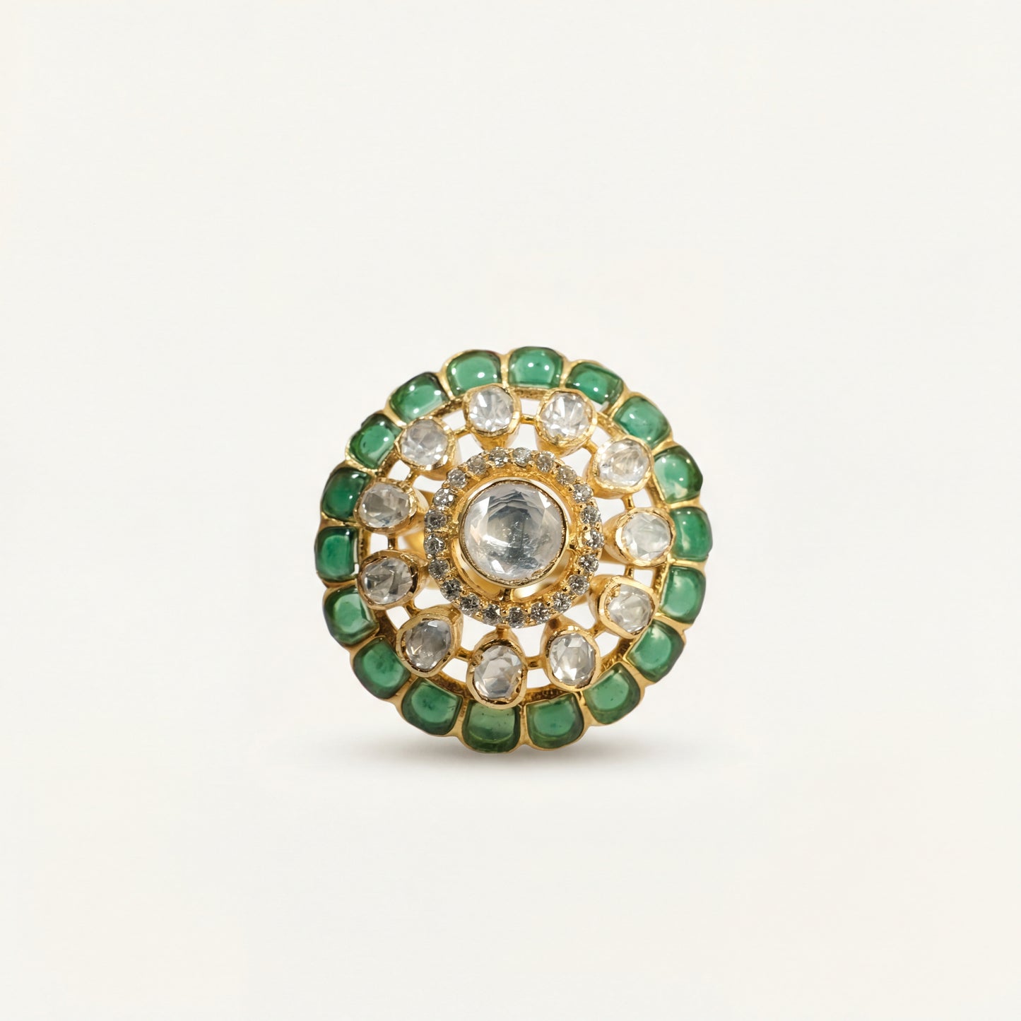 ZEVARAZ Aabha Akaar Kundan Silver Ring
