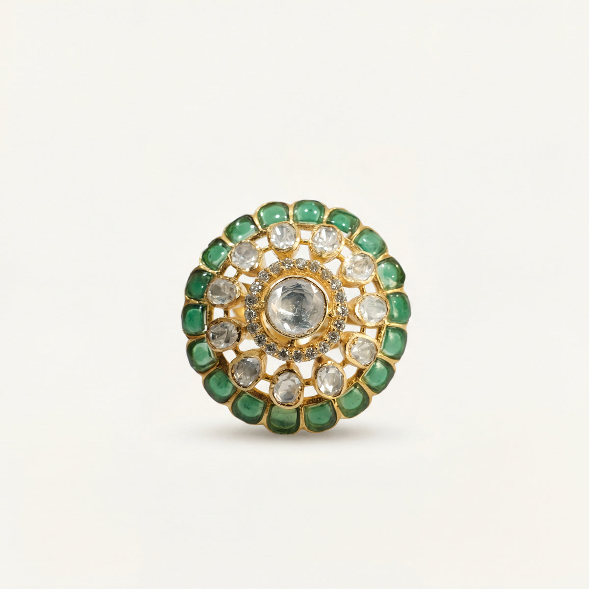ZEVARAZ Aabha Akaar Kundan Silver Ring