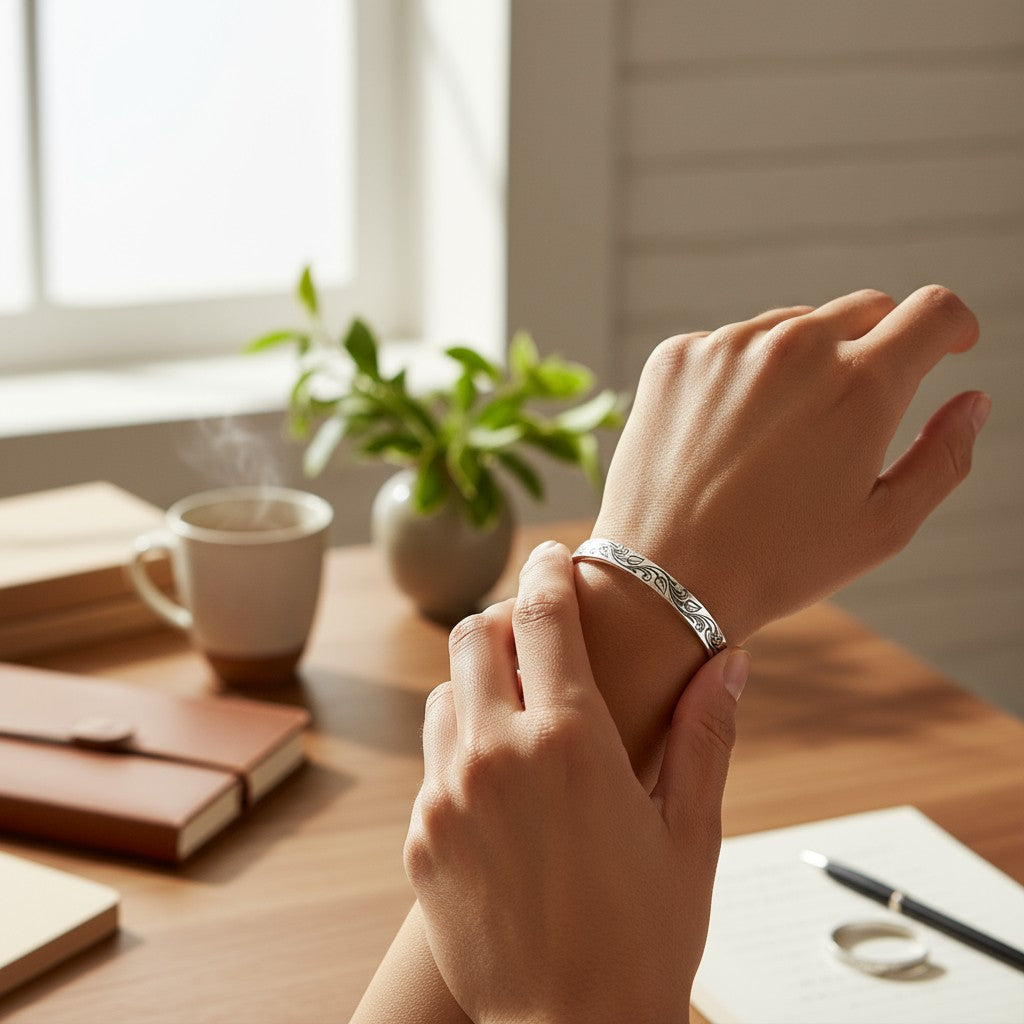 Leaf Motif Sterling Silver Bracelet