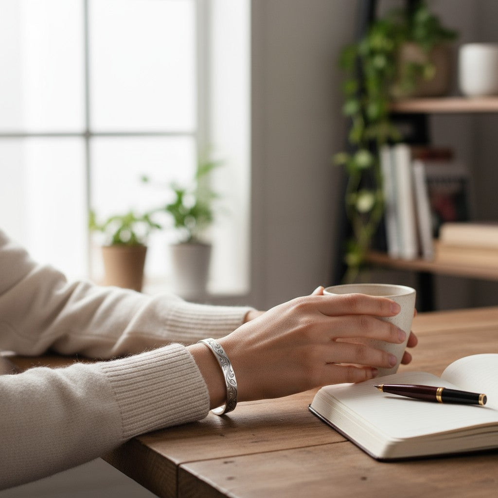 Leaf Motif Sterling Silver Bracelet