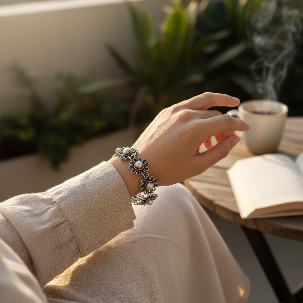 Daisy Chain Sterling Silver Bracelet