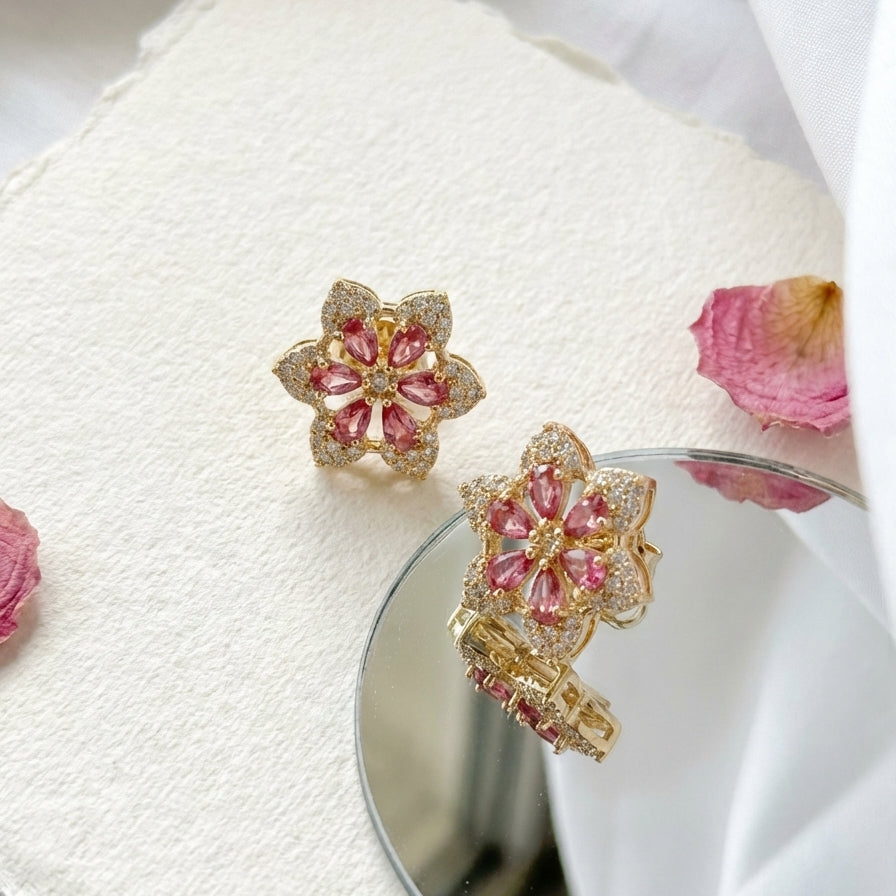 ZEVARAZ Ratna Ruby Pushpa Studs