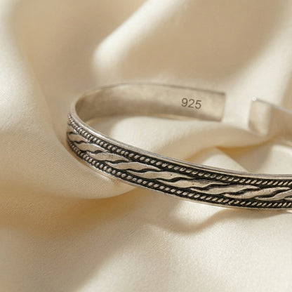 ZEVARAZ Kala Rekha Oxidised Silver Bracelet