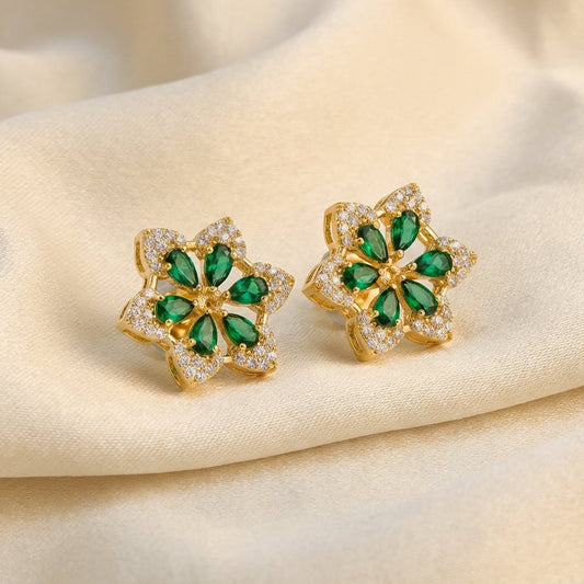 ZEVARAZ Ratna Panna Pushpa Studs