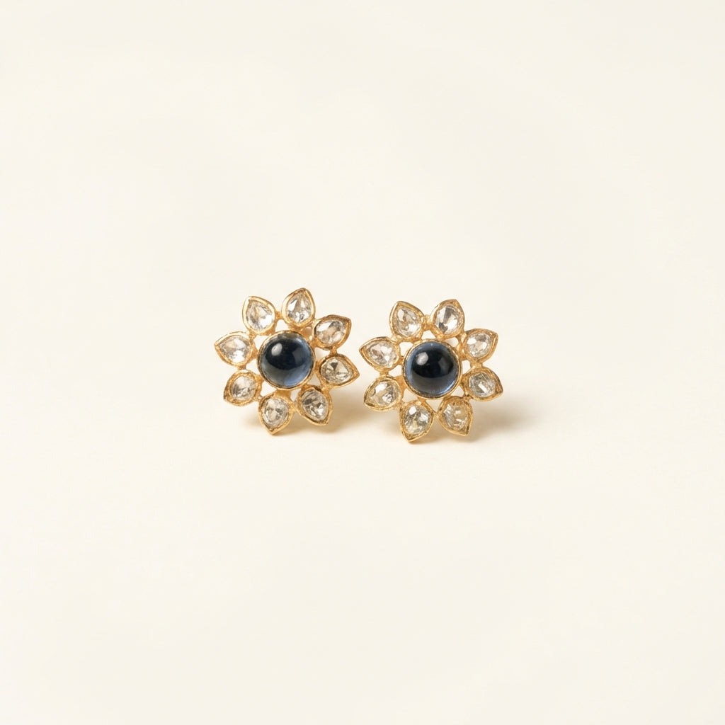 ZEVARAZ Aabha Neel Kamal Kundan Earrings