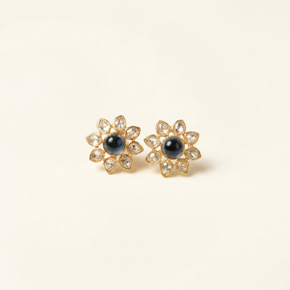 ZEVARAZ Aabha Neel Kamal Kundan Earrings