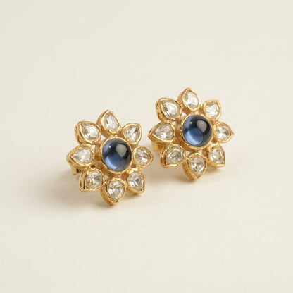ZEVARAZ Aabha Neel Kamal Kundan Earrings