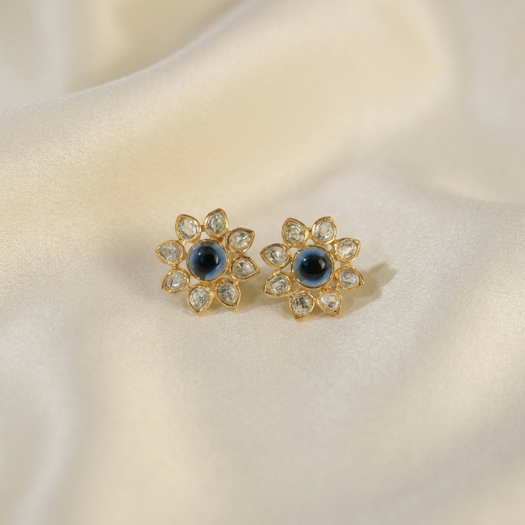 ZEVARAZ Aabha Neel Kamal Kundan Earrings