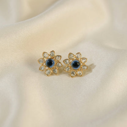 ZEVARAZ Aabha Neel Kamal Kundan Earrings