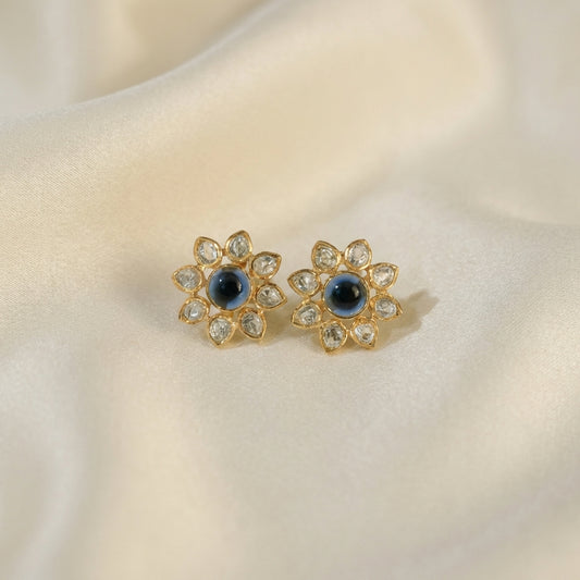 ZEVARAZ Aabha Neel Kamal Kundan Earrings