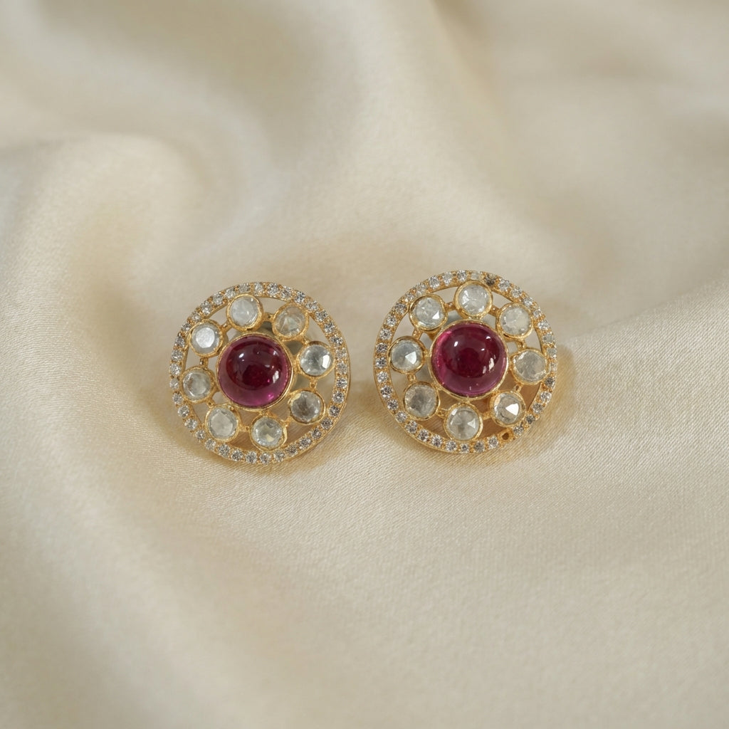 ZEVARAZ Aabha Manak Kamal Polki Earrings