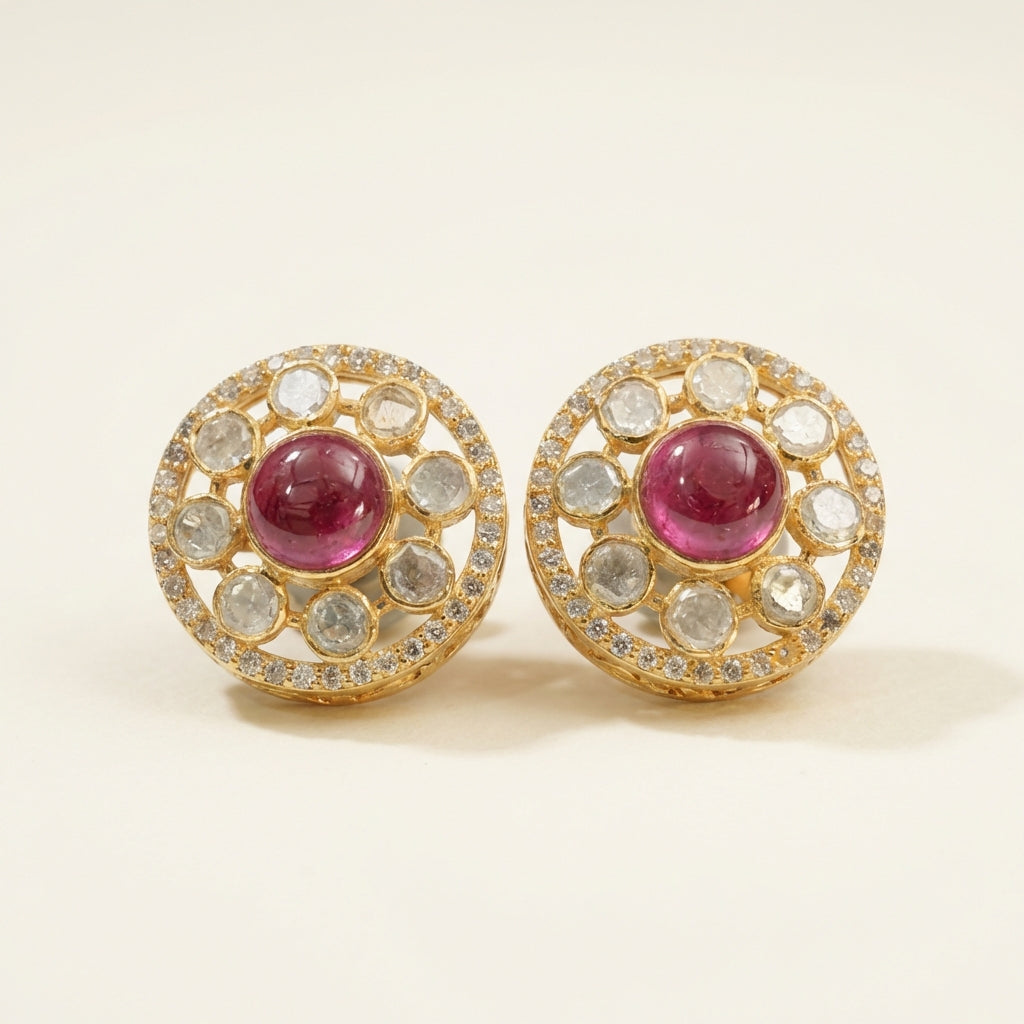 ZEVARAZ Aabha Manak Kamal Polki Earrings