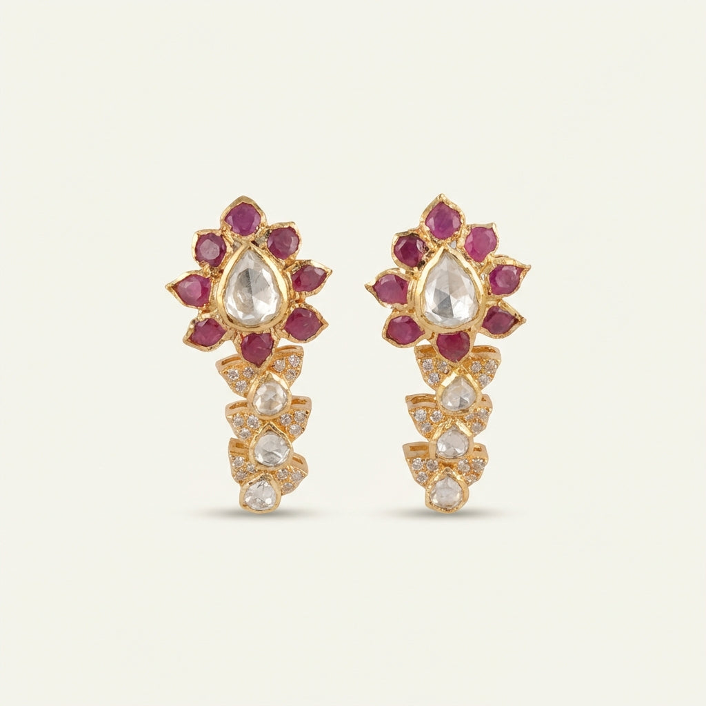 ZEVARAZ Aabha Gulnar Polki Jhumkas