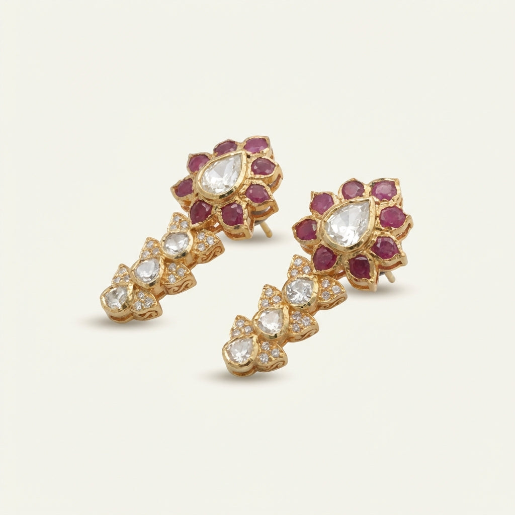 ZEVARAZ Aabha Gulnar Polki Jhumkas
