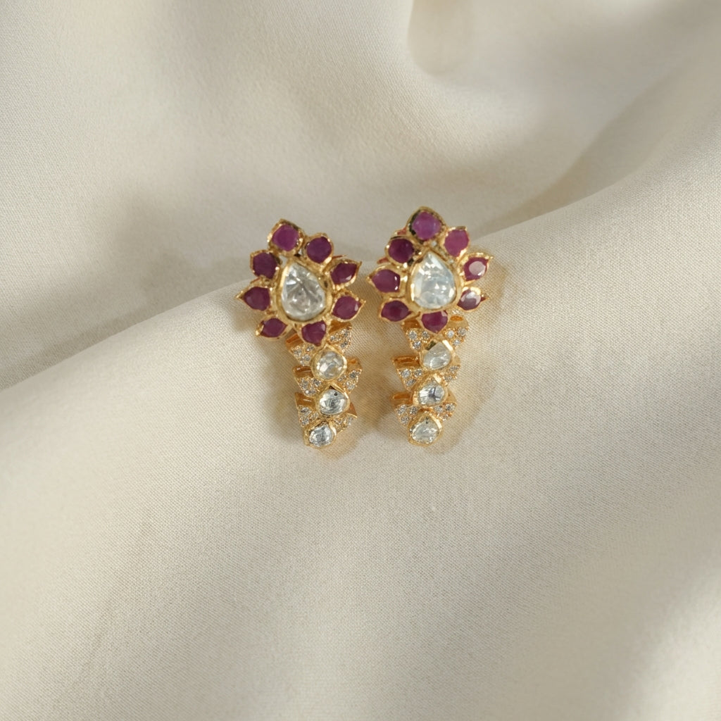 ZEVARAZ Aabha Gulnar Polki Jhumkas