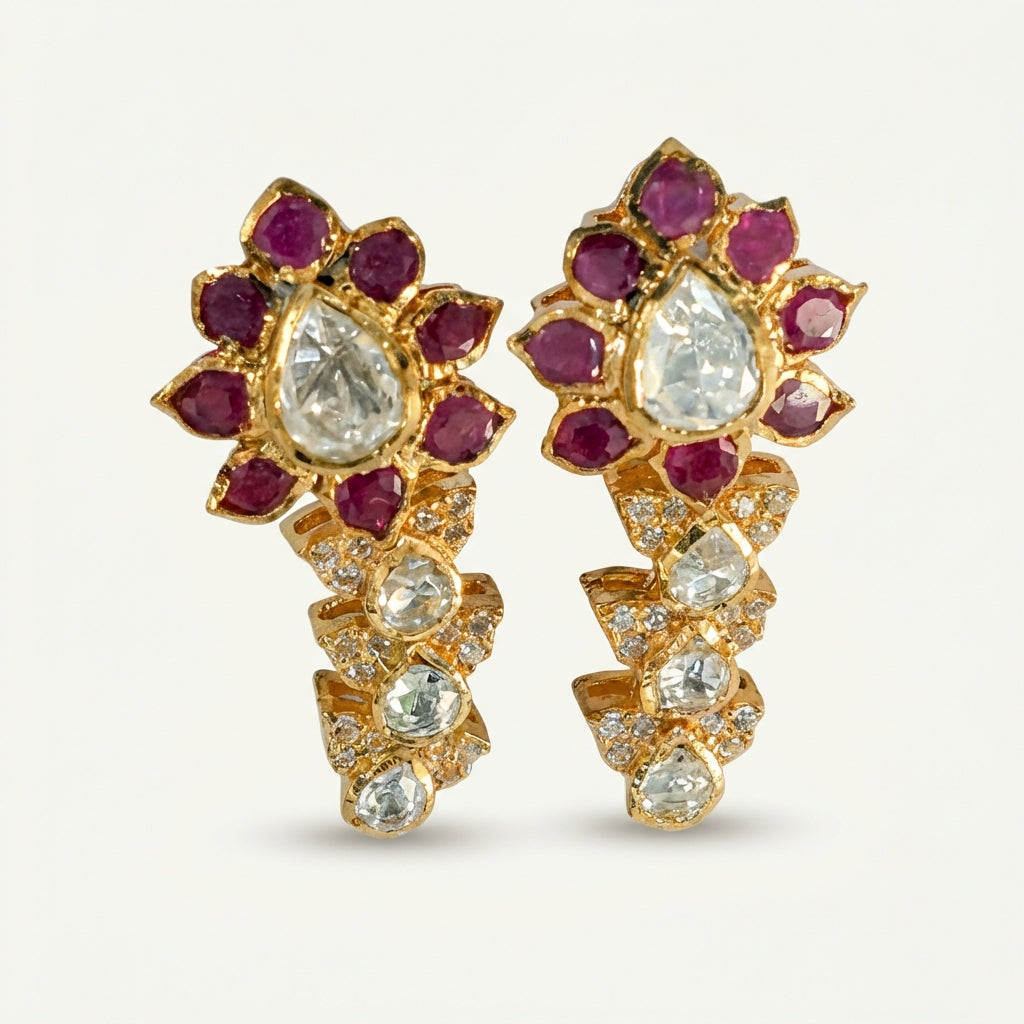 ZEVARAZ Aabha Gulnar Polki Jhumkas