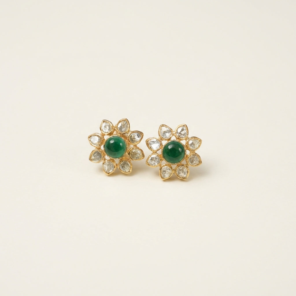 ZEVARAZ Aabha Kamal Kundan Earrings