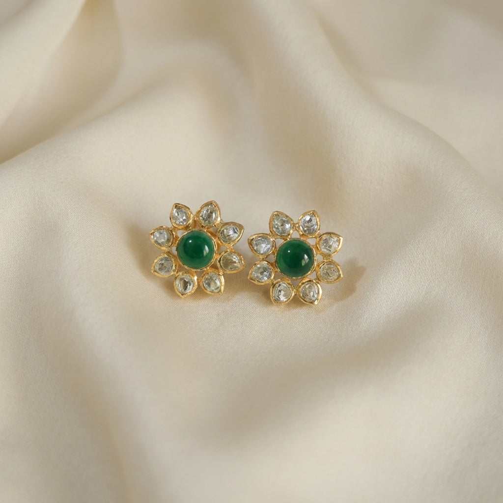 ZEVARAZ Aabha Kamal Kundan Earrings