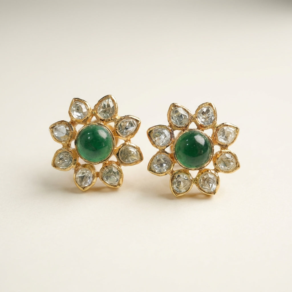 ZEVARAZ Aabha Kamal Kundan Earrings