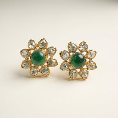 ZEVARAZ Aabha Kamal Kundan Earrings