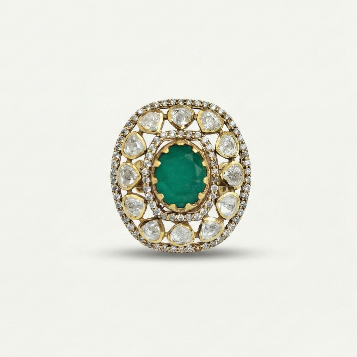 ZEVARAZ Aabha Classic Kundan Silver Ring