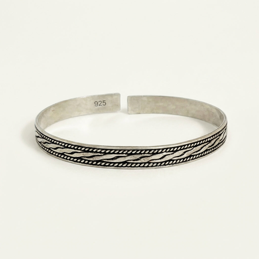 ZEVARAZ Kala Rekha Oxidised Silver Bracelet