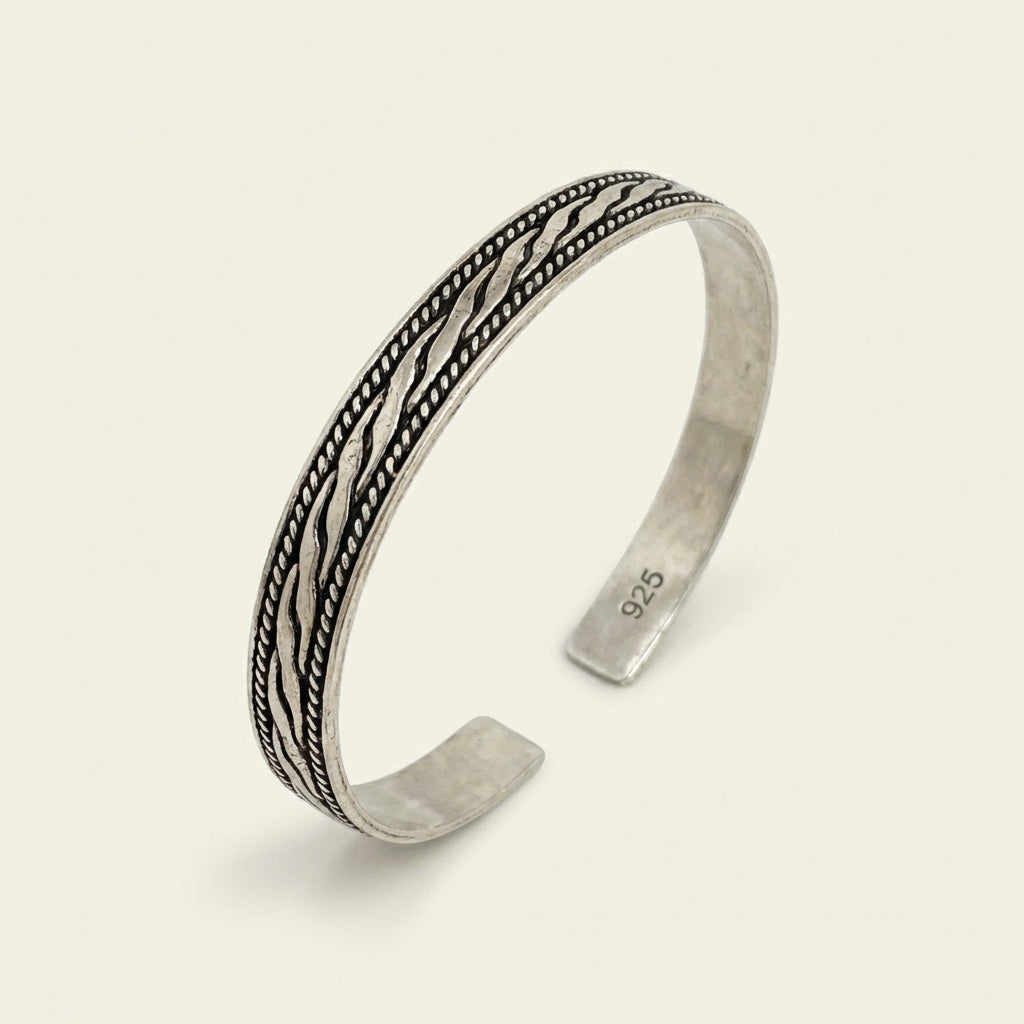 ZEVARAZ Kala Rekha Oxidised Silver Bracelet