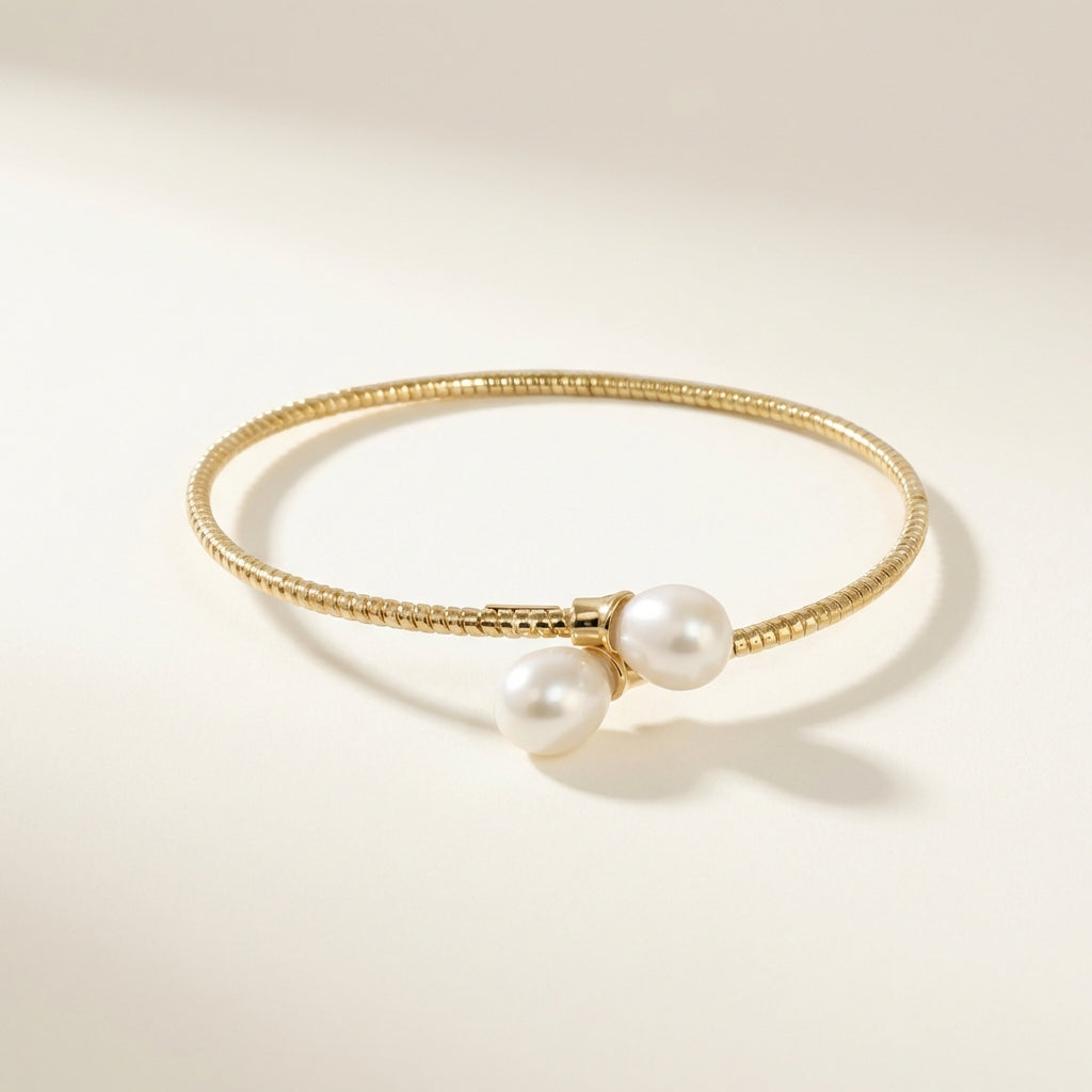 ZEVARAZ Nira Twin Pearl Silver Bracelet