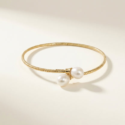 ZEVARAZ Nira Twin Pearl Silver Bracelet