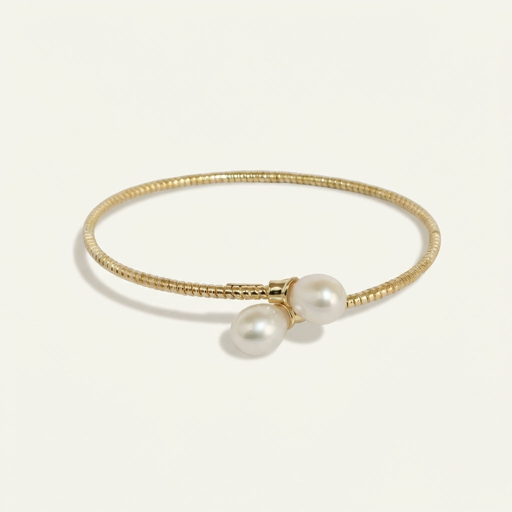 ZEVARAZ Nira Twin Pearl Silver Bracelet