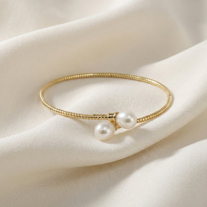 ZEVARAZ Nira Twin Pearl Silver Bracelet
