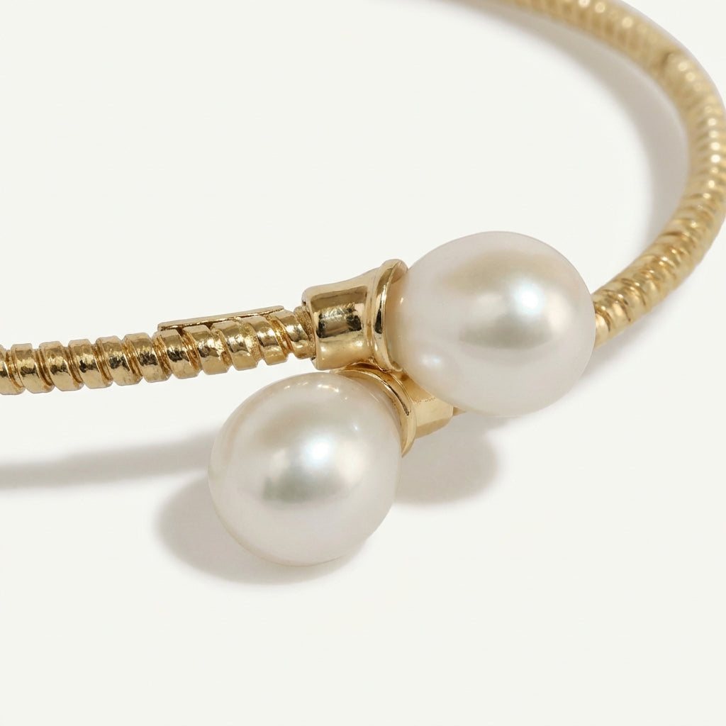 ZEVARAZ Nira Twin Pearl Silver Bracelet