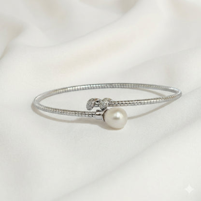 ZEVARAZ Nira Pearl Serpentine Silver Bracelet